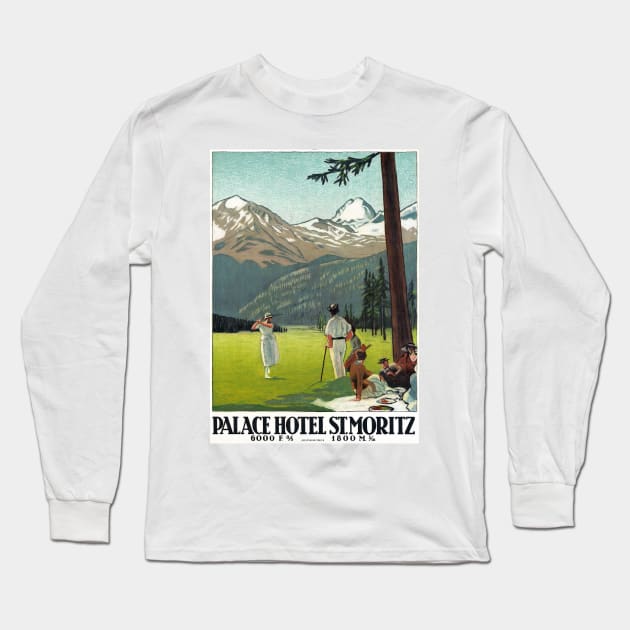 Vintage Travel Poster Switzerland St. Moritz Long Sleeve T-Shirt by vintagetreasure